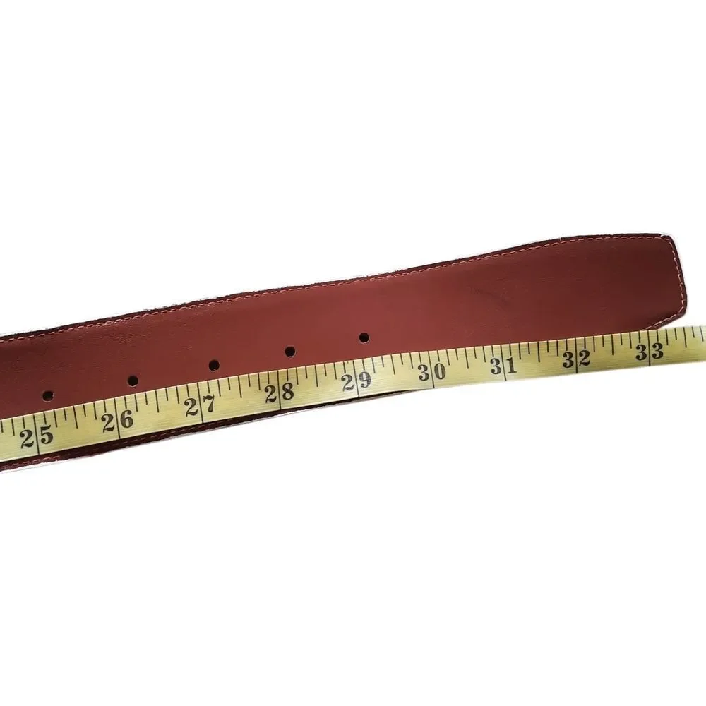 Elegant Women's White and Brown Belt with Gold Buckle